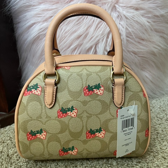 Coach Strawberry Print Sydney Satchel - Picture 2 of 4
